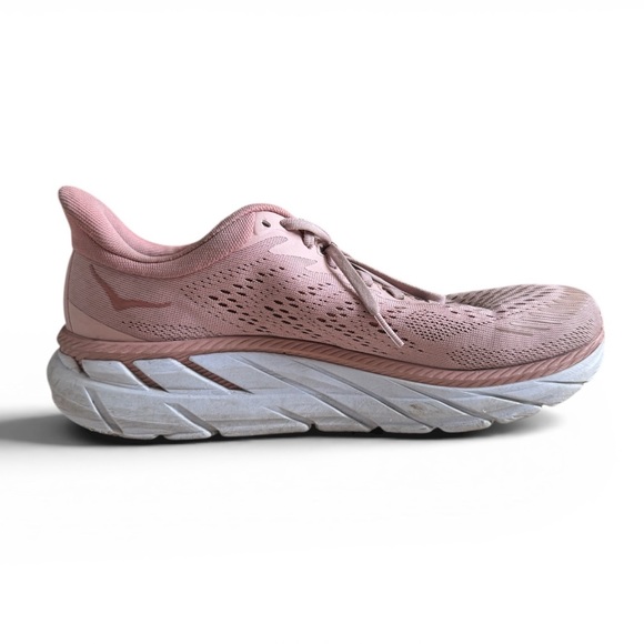 HOKA Clifton 7 Running Shoes Pink Mesh Cushioned Trainer Size 11 - Picture 4 of 12